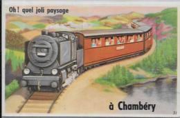 CPA Fantaisie à Système Dépliant Complet écrite CHAMBERY Savoie Train - Cartoline Con Meccanismi