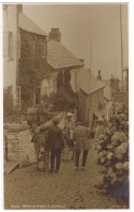 RB 1125 - Super Judges Real Photo Postcard - High Street People & Donkeys - Clovelly Devon - Clovelly