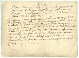 MAISON DU DUC D’ORLEANS – Marquis De PLUVAULT Pluvaut - 1er Gentilhomme De La Chambre - Versailles 1705 - Ch - Documents Historiques