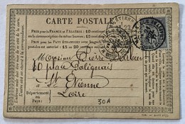 CARTE PRÉCURSEUR De MARSEILLE Pour SAINT ETIENNE Affranchissement Type Sage Juillet 1877 - Voorloper Kaarten