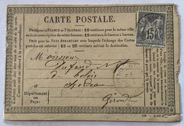 CARTE PRÉCURSEUR De LYON Pour NÉGOCIANT DE BALAIS A BORDEAUX Affranchissement Type Sage 1877 - Cartoline Precursori