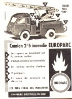 PUB " CAMION 2t5  INCENDIE  " " EUROPARC " 1962 - Werbemodelle - Alle Marken