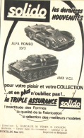 PUB ALFA ROMEO 33/3  / AMX V.C.I   " SOLIDO "   1971 - Werbemodelle - Alle Marken