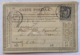 CARTE PRÉCURSEUR De LOUHANS Pour LIQUORISTE A PONT DE VAUX Affranchissement Type Sage Mai 1877 - Cartoline Precursori