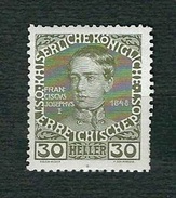 AUSTRIA 1908 - Kaiser Franz Joseph - 30 H - MLH - Michel: AT 148V - Ungebraucht