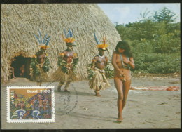 Brèsil Brasil Carte Maximum Indiens Du Brèsil 500 Ans Découverte Cabral 2000 Brazil Indians 500 Years Discovery - Maximumkaarten