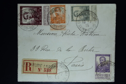 Belgium:  Registered Cover OBP  116 + 115  +117 + 122 Le Havre Special To Paris   1915 - 1912 Pellens
