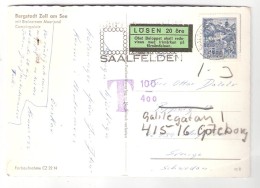 Carte De Bergstadt Zell Am See Autriche,Taxe Vignette  Lösen 20 Ore + Cachet Violet > Göteborg Sverige + Carte De Visite - Postage Due