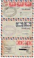 LOT 3 ENVELOPPES 1ER VOL TRAPAS - TAHITI - NOUVELLE CALEDONIE - WALLIS ET FUTUNA - 1947 - Briefe U. Dokumente