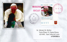 Belle Lettre Du Vatican, Avec Oblitération Spéciale "Miséricordieux, Comme Son Père",adressée ANDORRA,avec Timbre à Date - Storia Postale