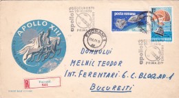 APOLLO XIII,SPACE COVER FDC SEND TO MAIL   ROMANIA. - FDC