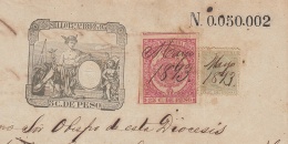 1892-PS-8 CUBA ESPAÑA SPAIN. 1892. ALFONSO XIII REVENUE SEALLED PAPER. SELLO 13 + TIMBRE MOVIL + POSTAGE REVENUE USE. - Timbres-taxe