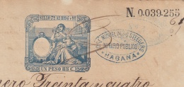 1894-PS-5 CUBA ESPAÑA SPAIN. 1894. ALFONSO XIII REVENUE SEALLED PAPER. SELLO 13. - Strafport