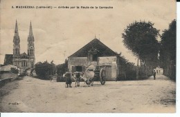 44 - MACHECOUL - T.B Vue Animée D'une Arrivée Par La Route De La GARNACHE ,attelage Boeufs - Machecoul