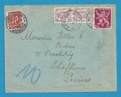 422+685A Op Brief Stempel EEKLOO Naar Suisse, Getaxeerd (taxe) Met Stempel SCHAFFHAUSEN - 1935-1949 Kleines Staatssiegel