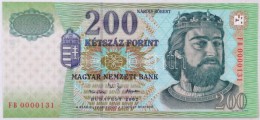 2002. 200Ft 'FB0000131' Alacsony Sorszám T:I / Hungary 2002. 200 Forint 'FB0000131' Low Serial Number C:UNC - Zonder Classificatie