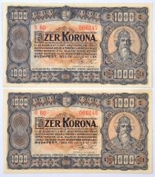 1923. 1000K (2x) SorszámkövetÅ‘k, 'T.W.' Jelöléssel T:I / Hungary 1923. 1000 Korona (2x)... - Zonder Classificatie