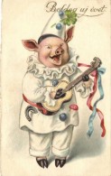 T2 Boldog Újévet / New Year, Pig Clown, Humour, WSSB 9695. Litho - Non Classés