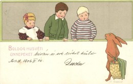 T2 Boldog Húsvéti Ünnepeket / Easter Greeting Card With Children And Rabbit, Erika Nr. 1873.... - Sin Clasificación