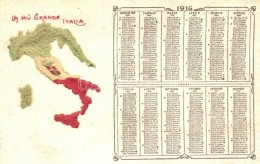 ** T2 La Piu Grande Italia / The Greatest Italy, Map With Calendar Of 1916, Emb. Car. Tip. G. Brambilla - Sin Clasificación