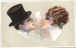 * T2 Italian Art Postcard. Smoking Couple, W.S.S.B. 6522/1., S: Usabal - Sin Clasificación
