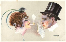 * T2 Italian Art Postcard. Smoking Couple, W.S.S.B. 6522/2., S: Usabal - Sin Clasificación