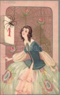 ** T2/T3 Italian Art Postcard, New Year, Lady With Spider, Ballerini & Fratini 249. S: S. Chiostri - Sin Clasificación