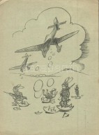 ** T2/T3 WWII Military Easter Greeting Card, Rabbits With Aircrafts (EK) - Non Classés