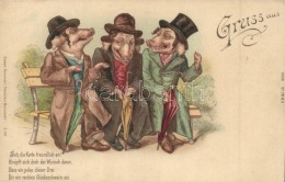 ** T2 Anti-Semitic Postcard, Pigs, Judaica, Edgar Schmidt Dresden-Budapest. S. No. 141. Litho - Zonder Classificatie