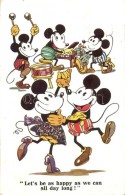 T2 Let's Be As Happy As We Can All Day Long! / Mickey And Minnie Mouse, Disney Postcard. A. R. I. B. 1794. - Sin Clasificación