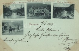 T2/T3 1899 Yaremche, Jaremcze; Wodospad Prutu, Hotel Skczynskiego / Waterfall, Hotel, Horsemen (EB) - Unclassified