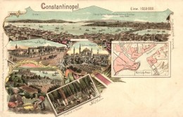 ** T2/T3 Constantinople, Istanbul; Map. Geographische Postkarte V. Wilhelm Knorr No. 141. Art Nouveau Litho (EK) - Non Classés