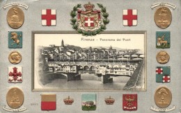 ** T2 Firenze, Florence; Panorama Dei Ponti / Embossed Silver And Golden Decorated Litho. H. Guggenheim & Co.... - Unclassified