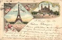 T2/T3 1897 Paris, Trocadero, Tour Eiffel. Editeur W & V. A. L. No. 822. Floral, Art Nouveau Litho (Rb) - Non Classés