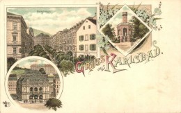 * T1/T2 Karlovy Vary, Karlsbad; Parkstrasse, Franz Joseph's Höhe, Theater / Promenade, Lookout Tower, Theatre,... - Unclassified