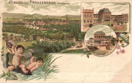 T2/T3 1899 Frantiskovy Lazne, Franzensbad; Kurhaus, Kaiserbad / Spa, Lesk & Schwidernoch Floral Litho (EK) - Unclassified