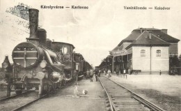 T2 Károlyváros, Karlovac; Kolodvor / Vasútállomás GÅ‘zmozdonnyal / Railway... - Zonder Classificatie