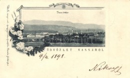 T2 1898 Kassa, Kosice; Üdvözlet. Vitéz A. Kiadása / View, Floral (Rb) - Sin Clasificación