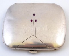 Ezüst(Ag) Art Deco Cigarettatárca Rubin Kövekkel, Jelzett, 9x8 Cm, Nettó: 96,9 G / Silver... - Other & Unclassified