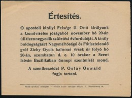 1926 Bp., Habsburg Ottó(1912-2011) 14. Születésnapja Alkalmából Mondott... - Sin Clasificación