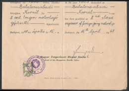 1948 A Magyar Kereskedelmi Tengerészet 2. Osztályú Tengeri Motorhajó Géptiszti... - Other & Unclassified