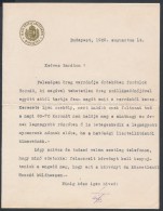 1922 Térfi Béla (1869-1959) Közélelmezésügyi Miniszter Hivatalos Levél... - Otros & Sin Clasificación