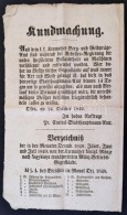 1849 Október 24. A Budai Városparancsnokság Hirdetménye, Melyben A... - Sin Clasificación