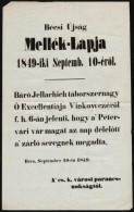 1849 Szeptember 10. Hirdetmény. A Bécsi Újság Melléklapja, Mely Beszámol... - Sin Clasificación