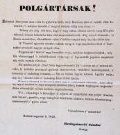 1849 Augusztus 8. Polgártársak! Mednyánszki Sándor, Klapka György Táborok... - Sin Clasificación