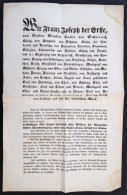 1848. December 2. I. Ferenc József Olmützi Proklamációja, Melyben A Frissen Trónra... - Sin Clasificación
