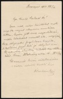 1908 Ábrahám ErnÅ‘ (1882-1945) író Kézzel írt Levele + A 'Mutató A... - Sin Clasificación