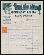 1933 Gerenday A. és Fia Síremlékes Díszes Fejléces Számlája 10... - Sin Clasificación