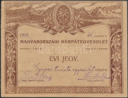 1918 Magyarországi Kárpátegyesület évi Jegye, Gyopár Turistaegyesület... - Sin Clasificación