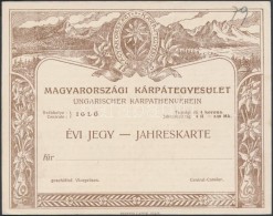 Cca 1910 Magyarországi Kárpátegyesület évi Jegye, Kitöltetlen. /
Cca 1910... - Sin Clasificación